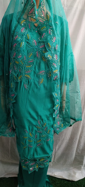 Heavy embroidery work nack and duptta,orgenja duptta vry nice febric