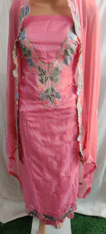Heavy neck embroidery design and duptta embroidery design with buti work unstitched suit