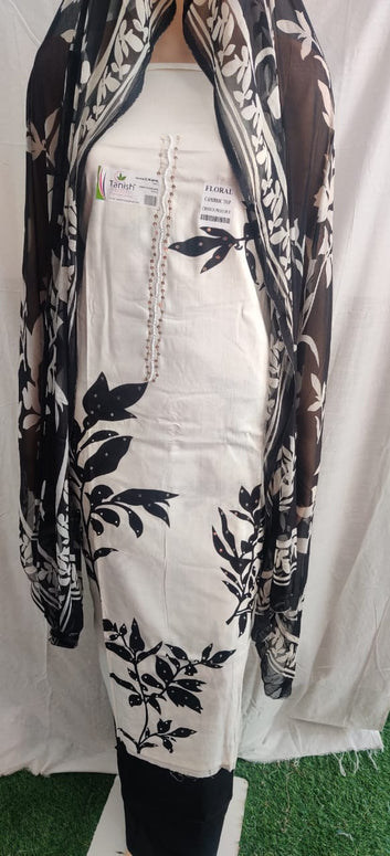 Flowerl print with siffon duptta party wear suit v