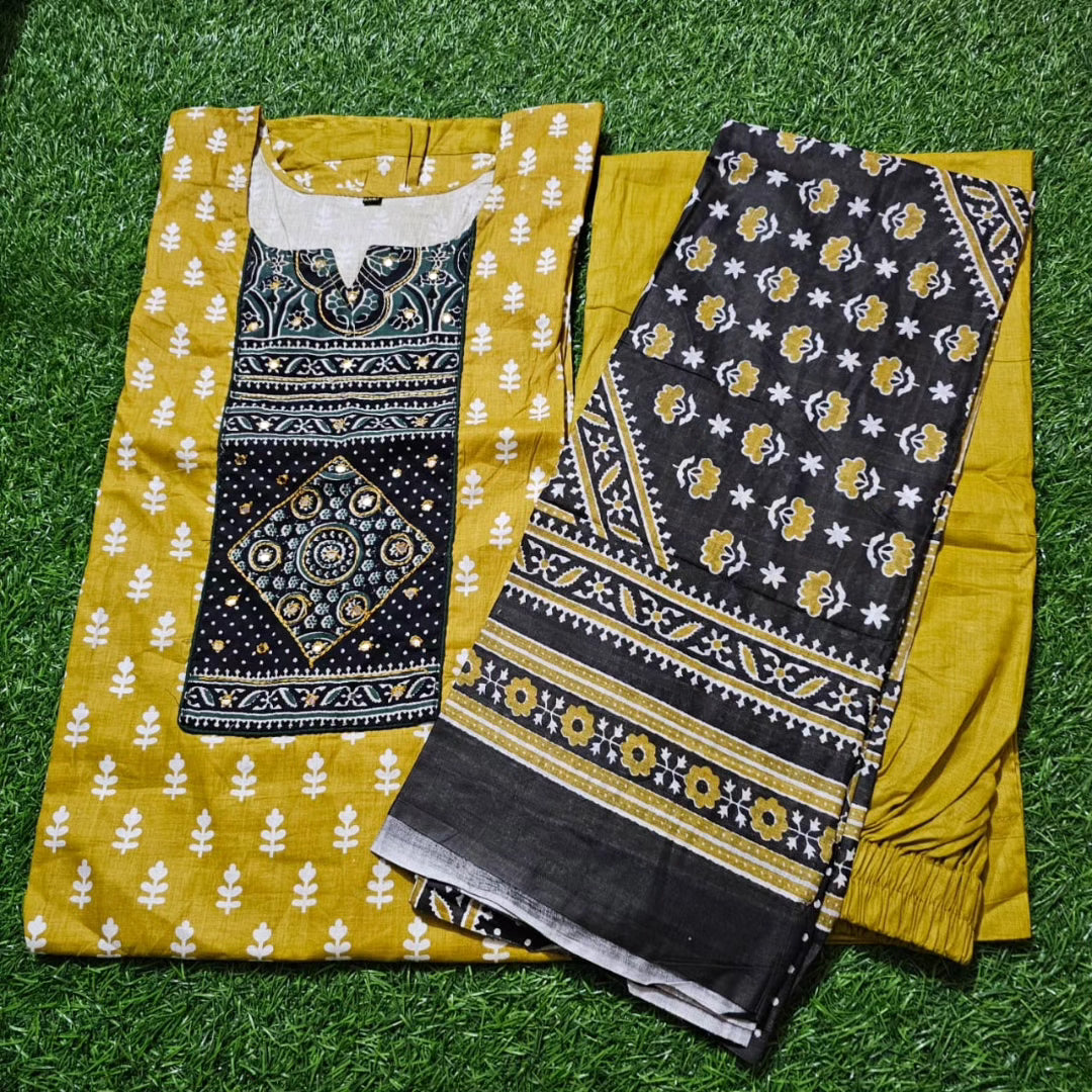 Cemric cotton kurti pant with dupatta set