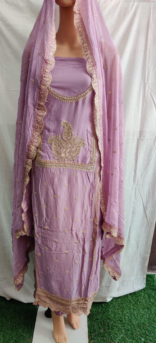 Heavy embroidery nack patch work heavy fancy duptta very nice febric