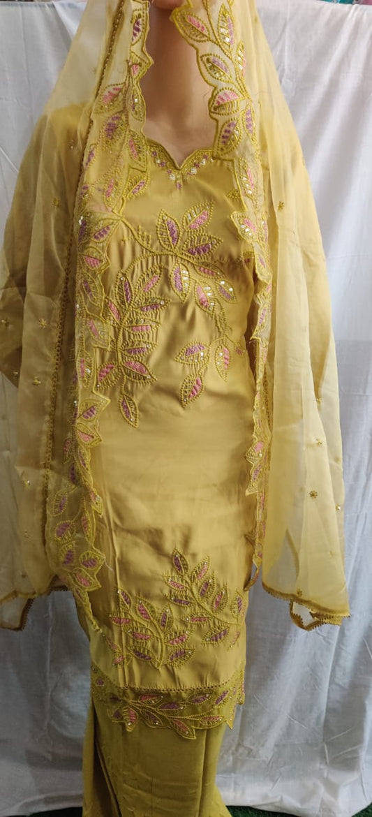 Heavy embroidery work nack and duptta,orgenja duptta vry nice febric