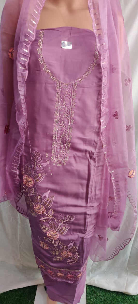 Heavy embroidery work nack and duptta,orgenja duptta vry nice febric