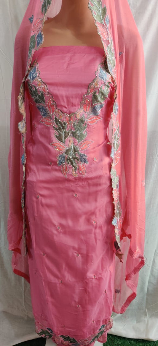 Heavy neck embroidery design and duptta embroidery design with buti work unstitched suit