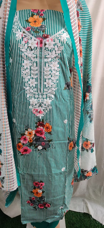 Heavy nack embroidery design verry nice cemric cotton suit