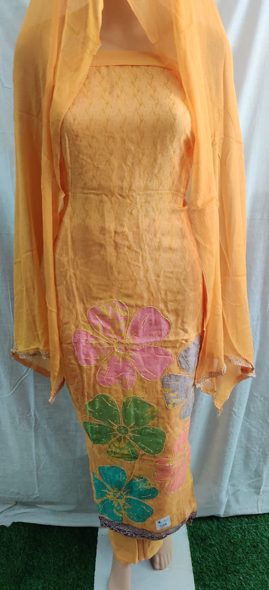 Flower print suit flower work and siffon duptt lacework very nice febric