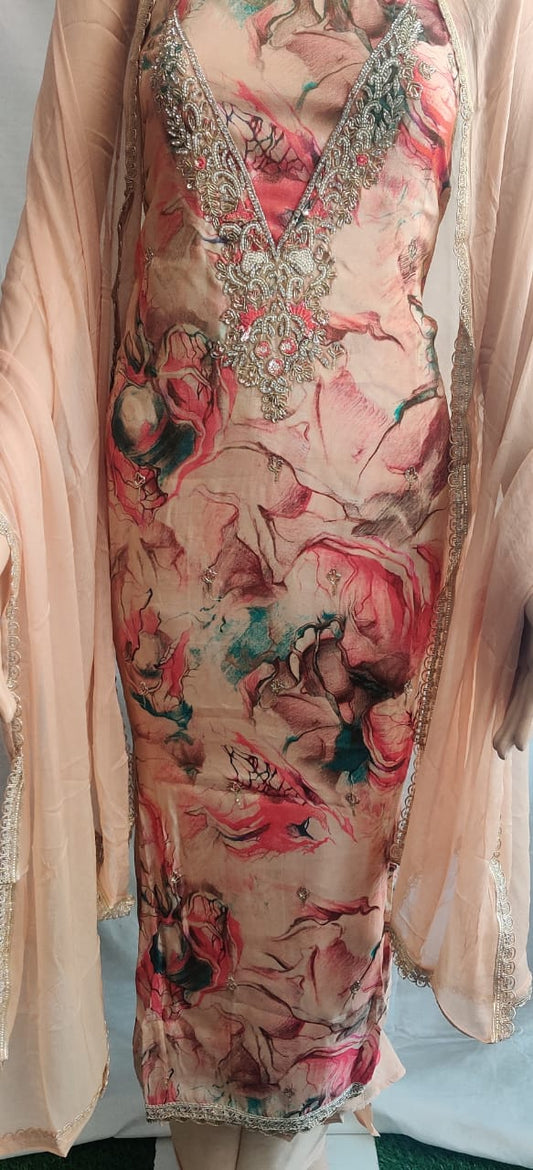 Heavy nack design siffon duptta flower print very nice febric