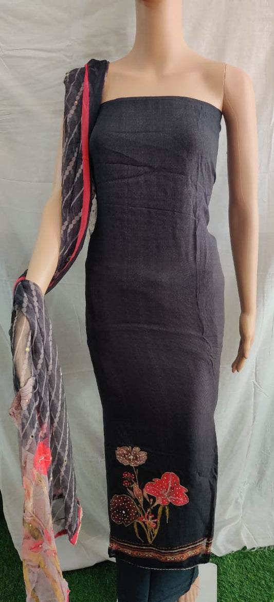 Heavy nack design moti design  work siffon print duptta