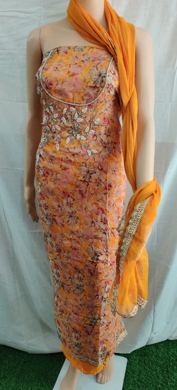 Heavy nack design flower print duptta very nice febric siffon duptta with lace