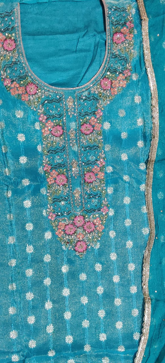 Heavy nack design partywear suit very nice febric with siffon duptta