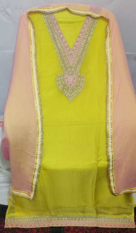 Heavy nack design very nice febric siffon febric siffon duptta with lace