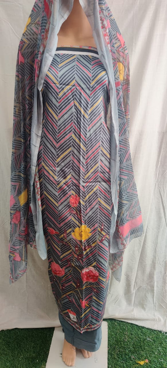 Lahriya design flower print with siffon duptta