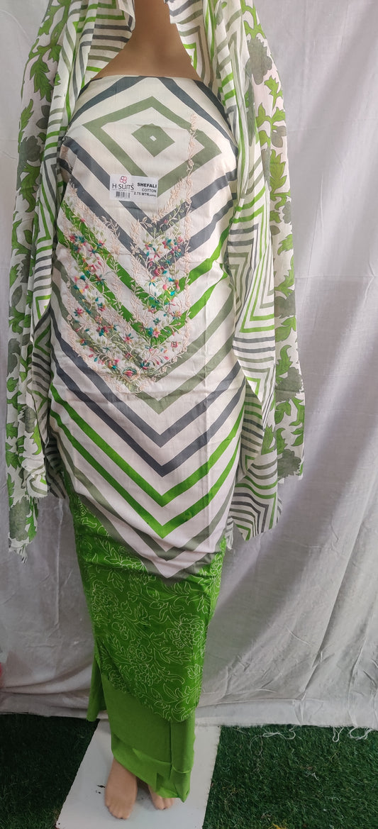 Lariya neck embroidery design cotton suit