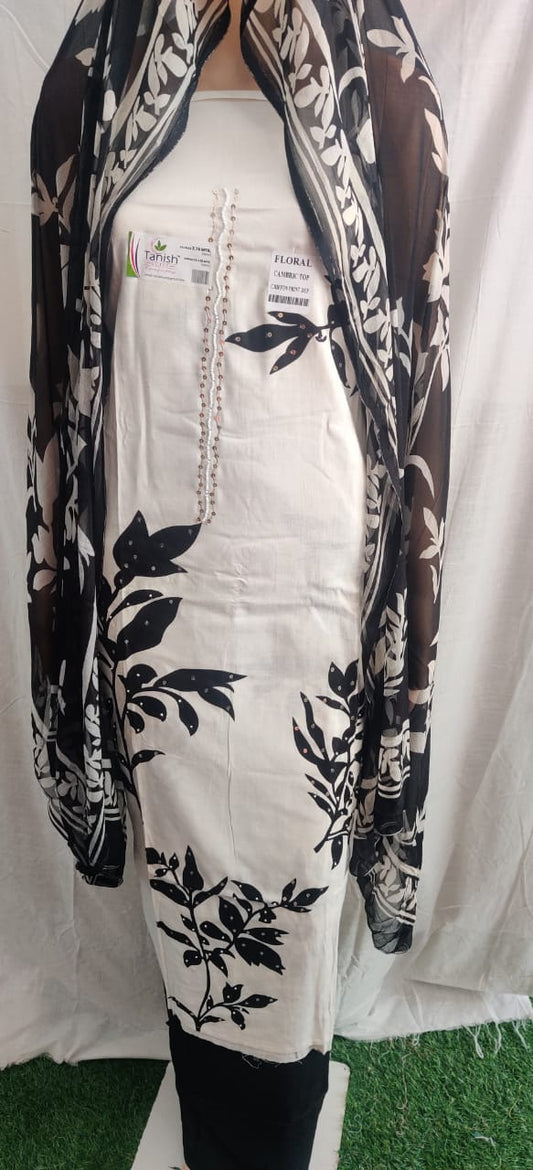 Flowerl print with siffon duptta party wear suit v