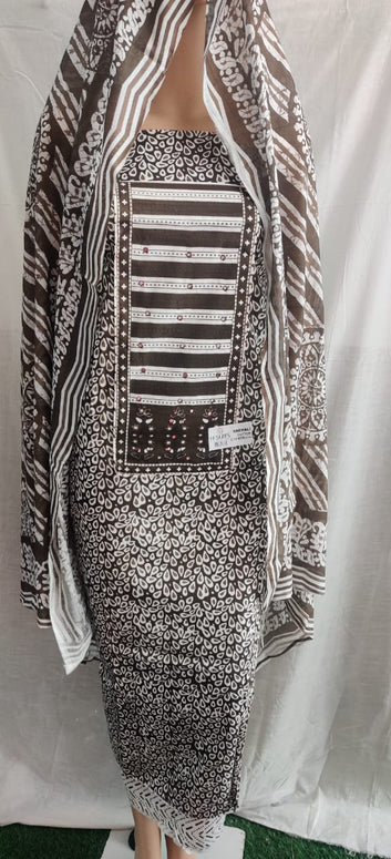 Butik print cemric cotton unstitched suit