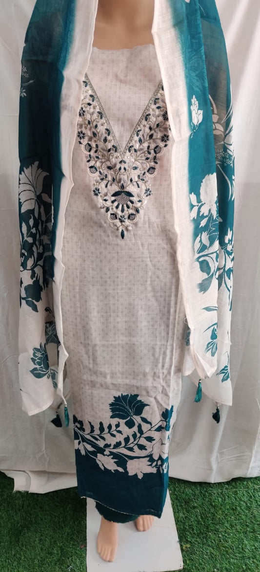 Heavy nack embroidery cotton suit