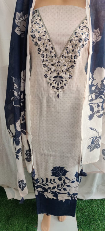 Heavy nack embroidery cotton suit